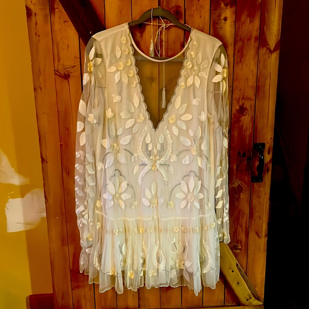 Free People Embroidered Boho mini dress size S